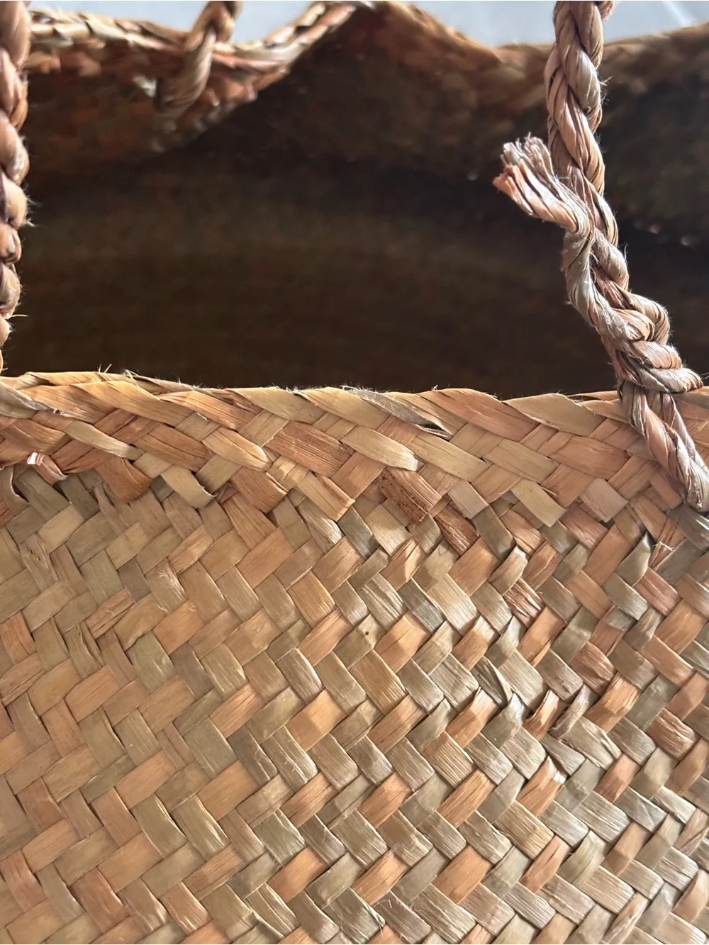 IKEA FLADIS Handwoven Seagrass Storage Basket - Black and Natural